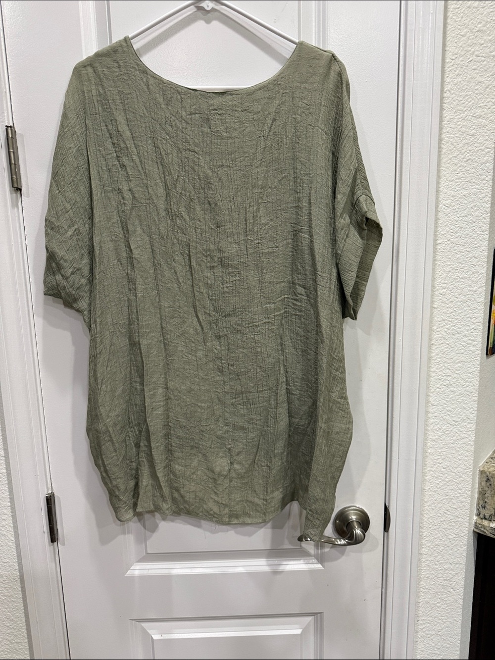 Umgee Sage Green Oversized Scoop Neck gauze Blouse - Picture 5 of 6